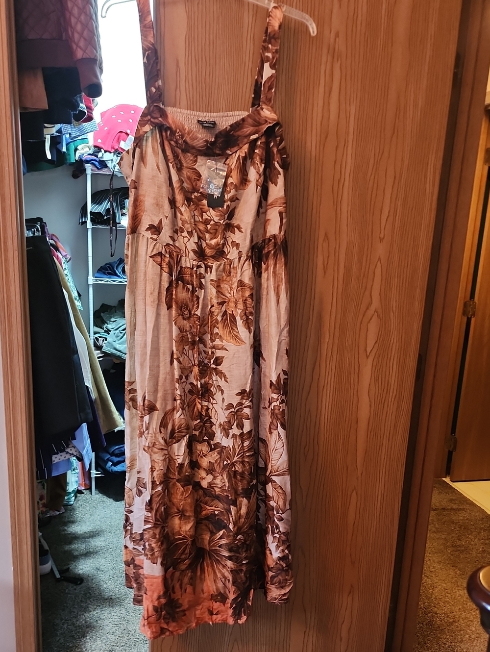 City Chic Brown Floral Maxi Dress with Cream Base